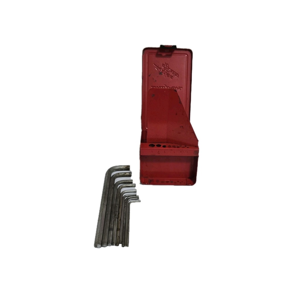VTG Snap-on SAE Hex Key Allen‎ Wrench Set 3/8–7/64 USA Red Metal Case Missing 1